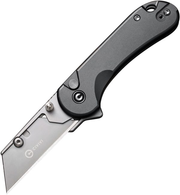 Civivi Elementum Utility Button Lock Folding Knife Gray Aluminum 2.25" Stonewash Blade w/ Case