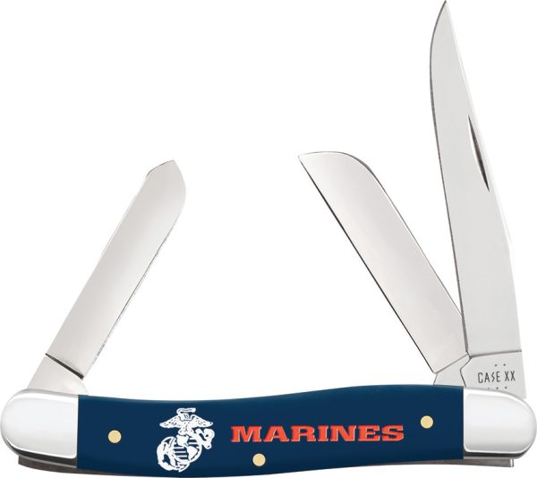 Case Cutlery USMC Stockman Folding Knife Gift Set, Navy Blue, 3.63" Closed