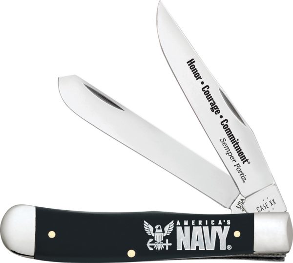 Case Cutlery U.S. Navy Trapper 4.13" Folding Knife Black Gift Set