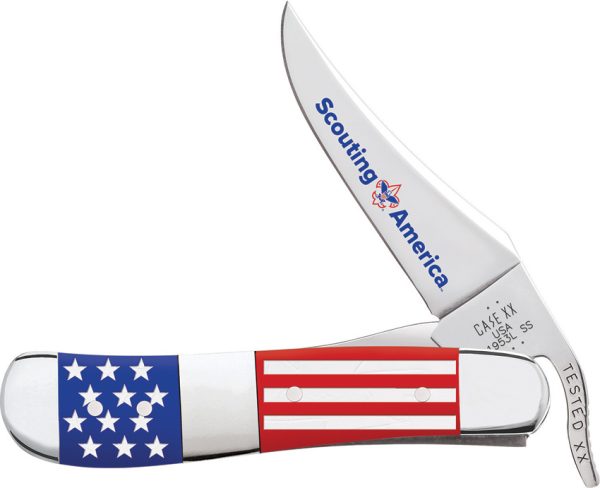 Case Cutlery Scouting America Russlock Folding Knife, Mirror Finish Stainless, American Flag Pattern