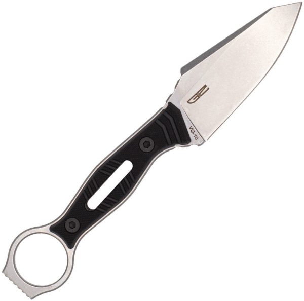 CBTLSKBLKSSW_2 Cobratec Landshark Fixed Blade Knife 3.38in VG-10 Black G10
