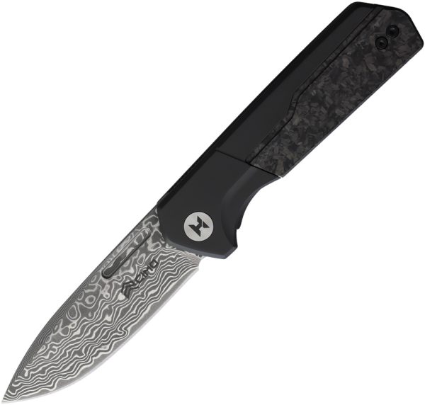 CIMO HydroStride Linerlock Apex 3.25" Damascus Black Titanium Folding Knife