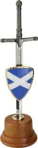 Art Gladius Scottish Mini Sword and Shield with Wood Display Stand