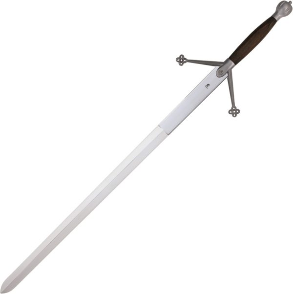 Art Gladius Claymore Sword 40.5" Polished Stainless Blade Brown Wood Handle
