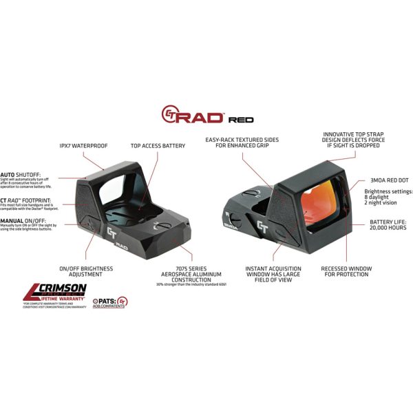 01-01780-RAD-RED-callout image Crimson Trace CT-RAD 3 MOA Red Dot Sight