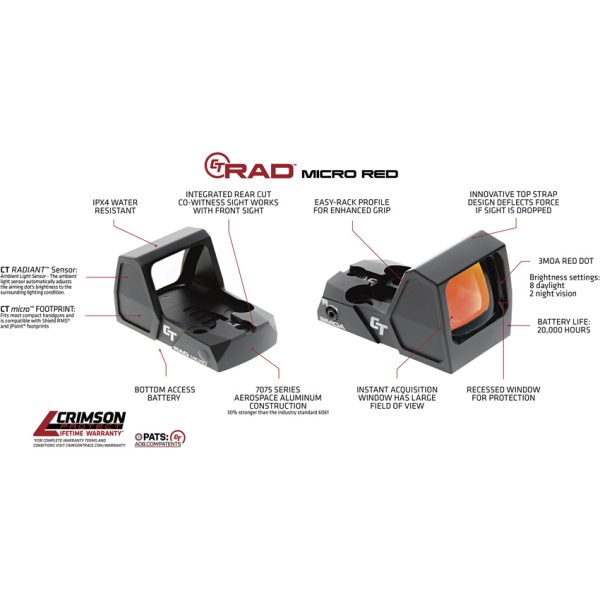 Crimson Trace CT-RAD Micro Red Dot Sight 3 MOA