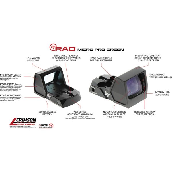 01-3000038_RAD_MICRO_PRO_GREEN_Dot_callout image Crimson Trace RAD Micro Pro 5 MOA Green Dot Sight