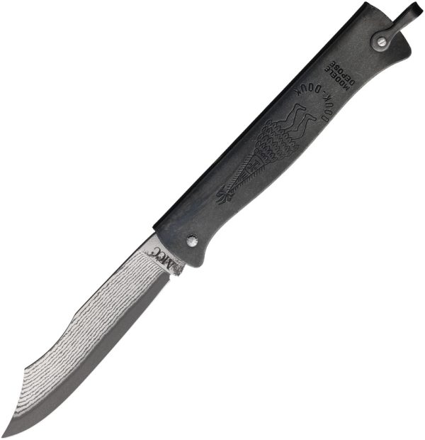 Douk-Douk Folding Knife 3.25" Damascus Clip Point Stonewash