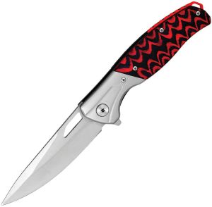 ElitEdge Linerlock Folding Knife 3.75" Satin 440 Black/Red Micarta