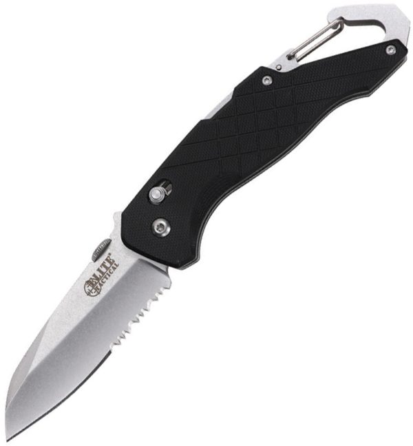 Elite Tactical Rapid Lock Black Folding Knife 3.25" Stonewash Sheepsfoot