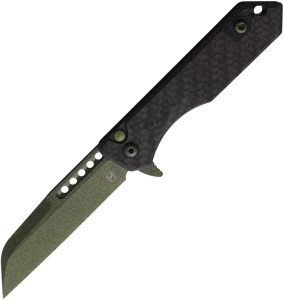 Heretic Knives Jinn Button Lock Folding Knife Green 3" CPM MagnaCut