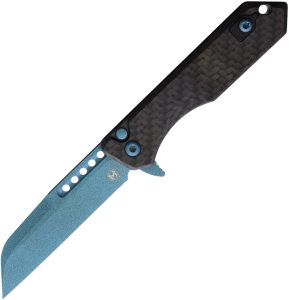 Heretic Knives Auto Jinn Button Lock Folding Knife 3" CPM MagnaCut Teal CF