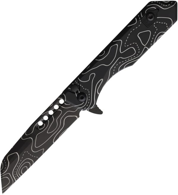 Heretic Knives Jinn Button Lock Topo Folding Knife 3in Black DLC