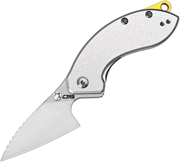 CJRB Spud Linerlock Folding Knife Gray Aluminum 2.38" Stonewash