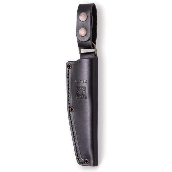 JKRCV120_2 Joker Bushcraft Fixed Blade 4.25" Satin N695 Black Canvas Micarta w/ Sheath