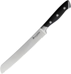 Bread Knife 8" Serrated Satin Stainless Black Wood Handle