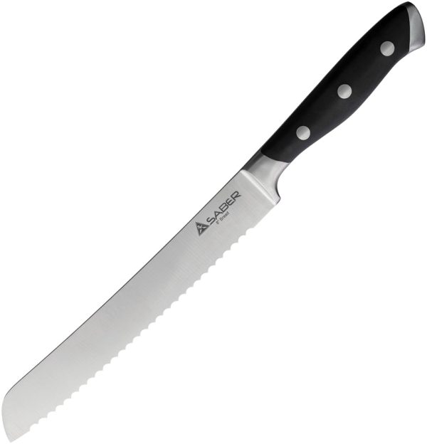 M4678 Bread Knife 8" Serrated Satin Stainless Black Wood Handle