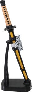Miniature Katana Yellow 6.5" Mirror Stainless Blade w/ Stand