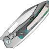 Remette Orca Button Framelock Folding Knife 3.38in M390 Gray Ti/CF