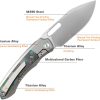 Remette Orca Button Framelock Folding Knife 3.38in M390 Gray Ti/CF