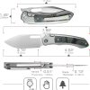 Remette Orca Button Framelock Folding Knife 3.38in M390 Gray Ti/CF