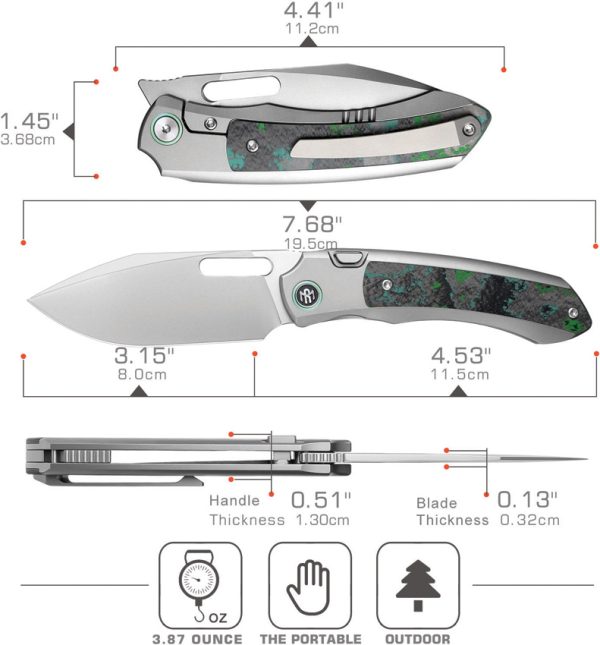 Remette Orca Button Framelock Folding Knife 3.38in M390 Gray Ti/CF