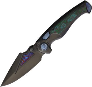 Remette Scepter Button Framelock Folding Knife Black Titanium 3.5" M390